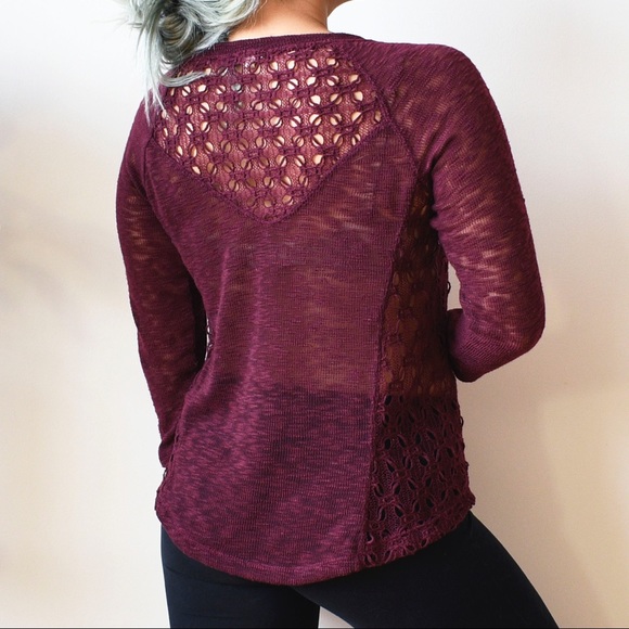 Maroon Boho 3/4 Sleeve - Picture 3 of 6